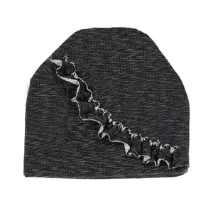 
            
                Load image into Gallery viewer, Angled Ruffle Beanie (no pom) Maniere Accessories Black XS 
            
        