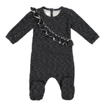 Angled Ruffle Footie Maniere Accessories Black 3 Month 
