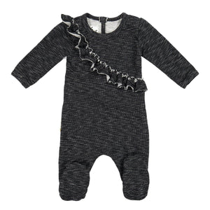 
            
                Load image into Gallery viewer, Angled Ruffle Footie Maniere Accessories Black 3 Month 
            
        