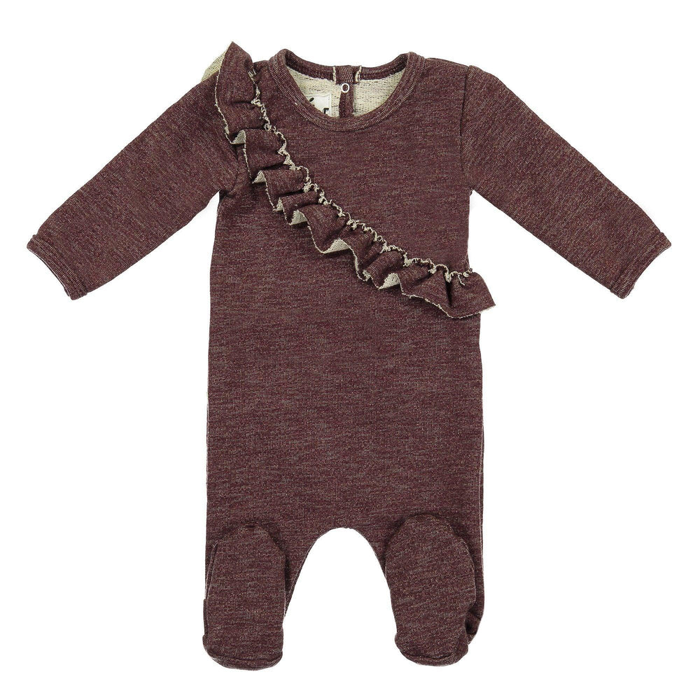 Angled Ruffle Footie Maniere Accessories Burgundy 3 Month 