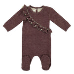Angled Ruffle Footie Maniere Accessories Burgundy 3 Month 