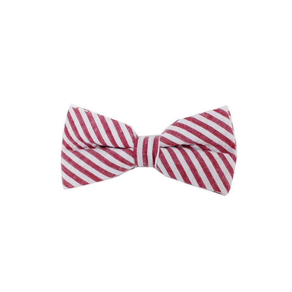 
            
                Load image into Gallery viewer, Searsucker Bow Tie Boys Ties Manière Striped Red 
            
        