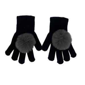 
            
                Load image into Gallery viewer, Faux Fur Pom Pom Gloves - Maniere
            
        