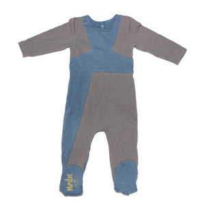 Color Block Footie Baby Footies Maniere Accessories 3M Blue/Grey 
