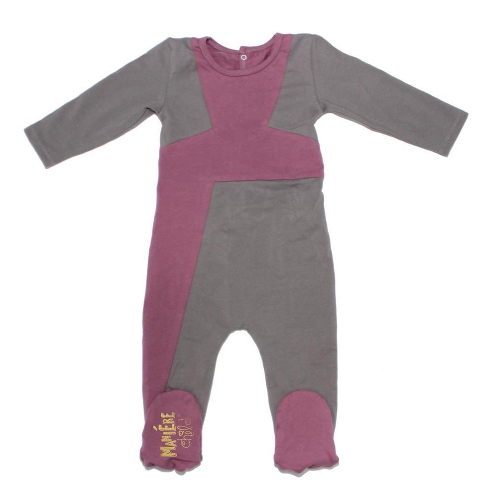 Color Block Footie Baby Footies Maniere Accessories 3M Dusty Pink/Grey 