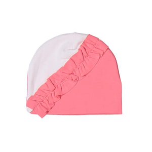 
            
                Load image into Gallery viewer, Diagonal Ruffle Beanie (no pom) Maniere Accessories Coral XS 
            
        