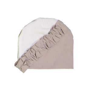 
            
                Load image into Gallery viewer, Diagonal Ruffle Beanie (no pom) Maniere Accessories Grey XS 
            
        