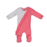 Diagonal Ruffle Footie Maniere Accessories Coral 3 Month 