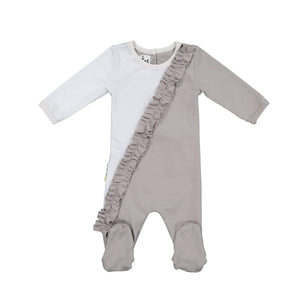 
            
                Load image into Gallery viewer, Diagonal Ruffle Footie Maniere Accessories Grey 3 Month 
            
        