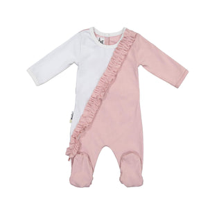 
            
                Load image into Gallery viewer, Diagonal Ruffle Footie Maniere Accessories Mauve 3 Month 
            
        