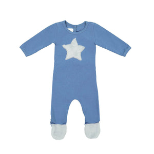 Fur Patch Footie Maniere Accessories 3 Months Denim Blue 
