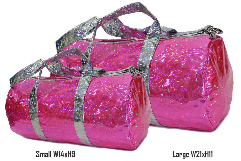 Shop maniere, Holographic Shine Duffel Bag Pink With Silver