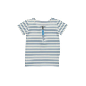 Horizontal Striped Short Sleeve Shirt - Maniere