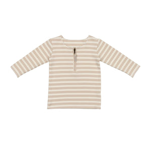 Horizontal Striped Shirt 3/4 Sleeve Top - Maniere