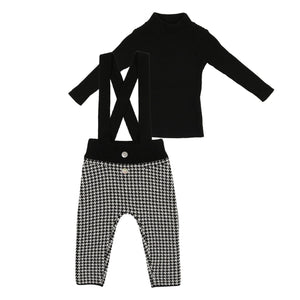 
            
                Load image into Gallery viewer, NooVel, Houndstooth Boys Knit 2 Piece Overalls Set - Maniere
            
        