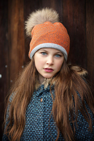 Studded Knit Wool Fur Pom Hat - Maniere
