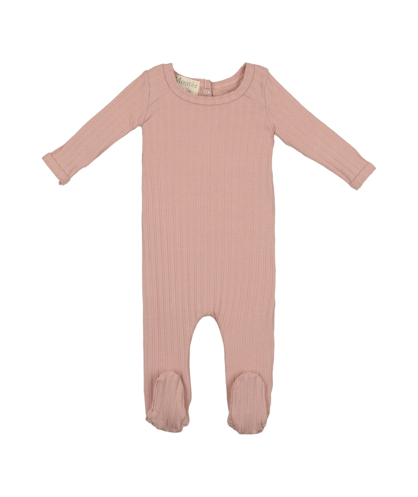 
            
                Load image into Gallery viewer, Ribbed Fine Cotton Footie Mauve
            
        