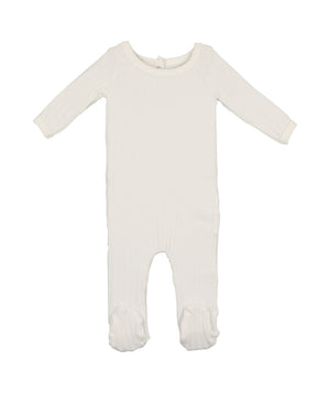 Ribbed Fine Cotton Footie White