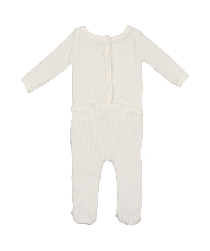 Ribbed Fine Cotton Footie White