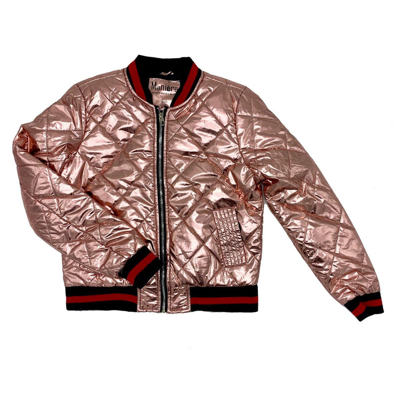 Women's Metallic Bomber Jackets - Maniere