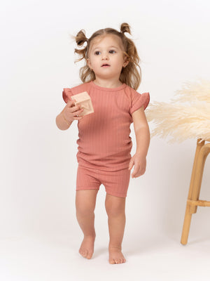
            
                Load image into Gallery viewer, RUFFLE LADDER STRIPE SHORT SET
            
        