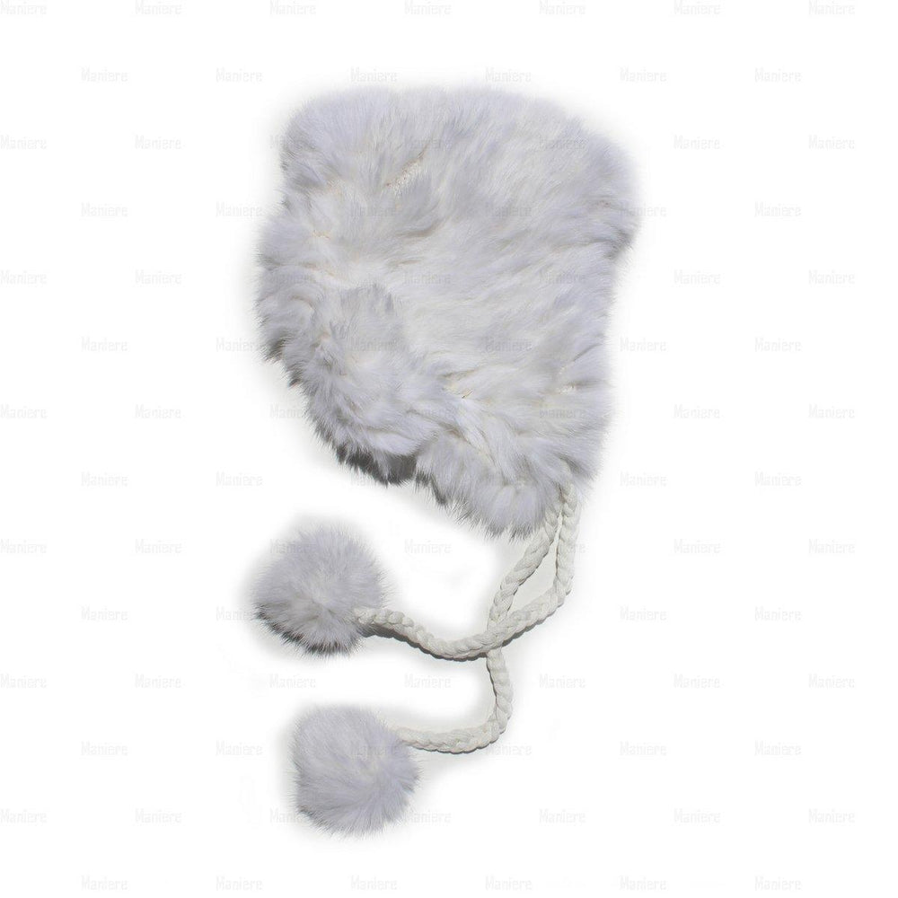 Children's-Rabbit-Fur-Hat Premium Fur Manière White 