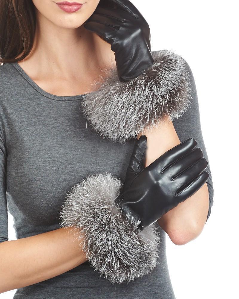 Raccoon-Fur-Leather-Glove Premium Fur Manière 