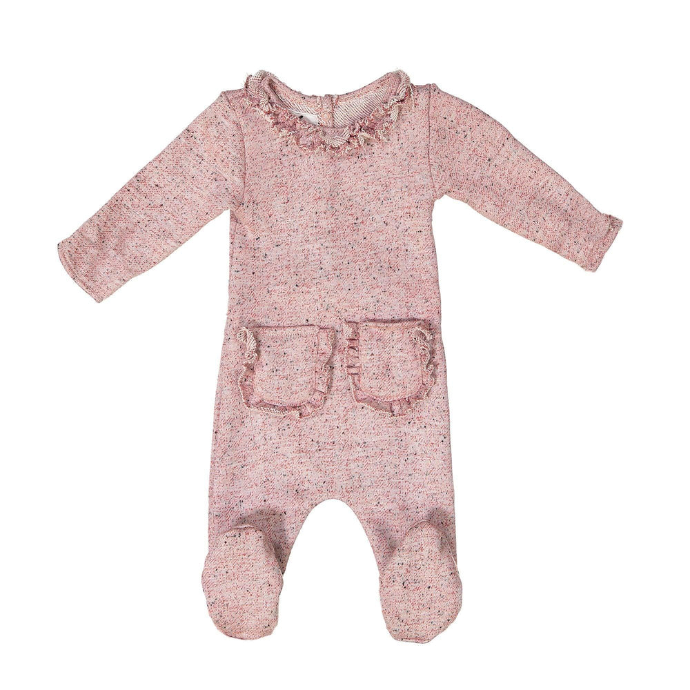 Ruffle Pocket French Terry Footie Maniere Accessories Red 3 Month 