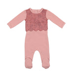 Scalloped Suede Footie - maniere