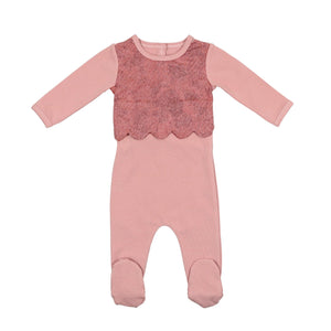 Scalloped Suede Footie - maniere