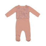 Scalloped Suede Footie - maniere