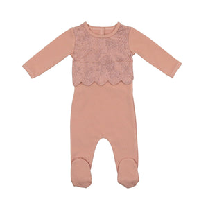 Scalloped Suede Footie - maniere