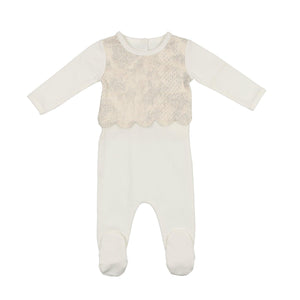 Scalloped Suede Footie - maniere