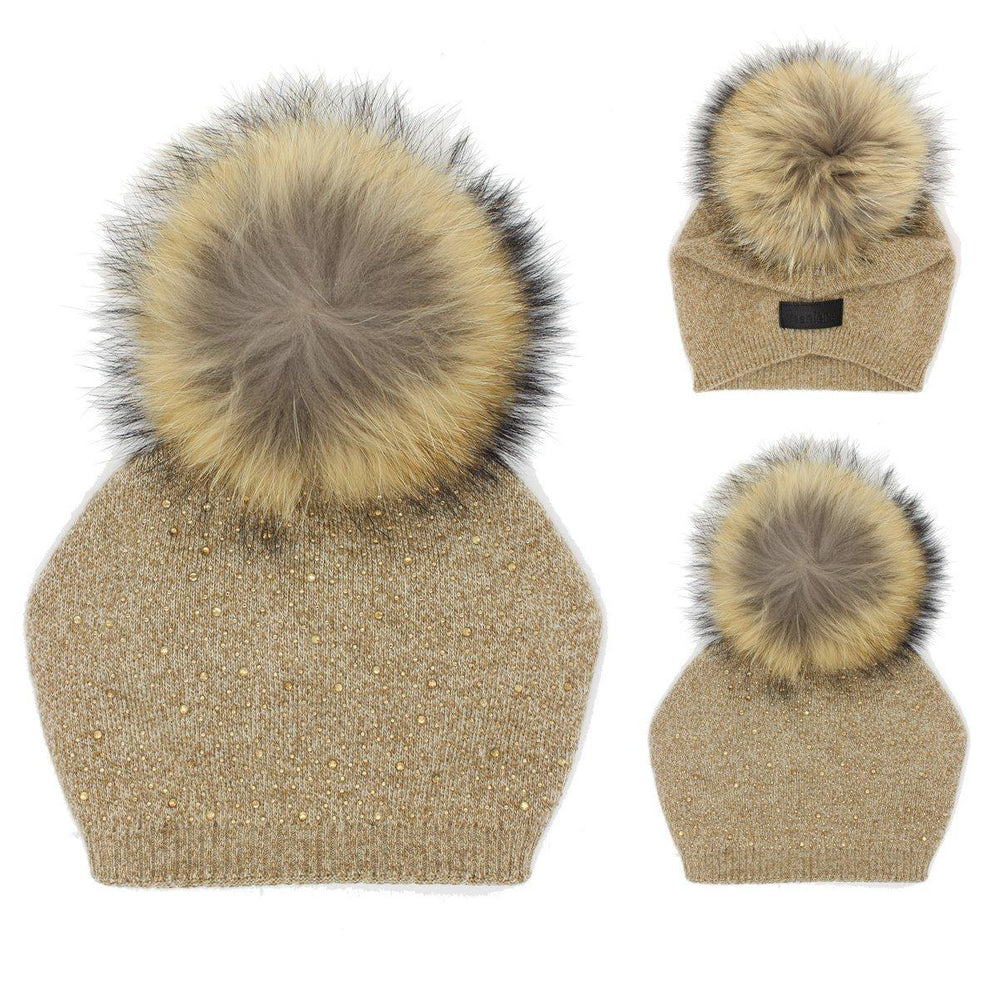 
            
                Load image into Gallery viewer, Sewn Knit Wool Hat Jumbo Fur Winter Hat Manière Sand Kids 
            
        