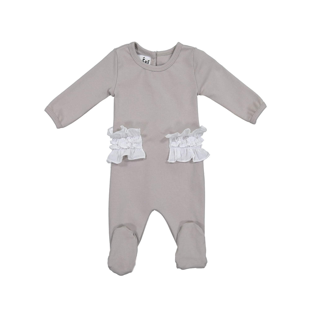 Side Poplin Footie Maniere Accessories Grey 3 Month 