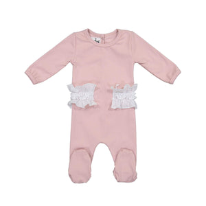 
            
                Load image into Gallery viewer, Side Poplin Footie Maniere Accessories Mauve 3 Month 
            
        