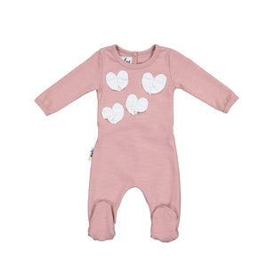 Tossed Heart Footie Maniere Accessories Mauve 3 Month 