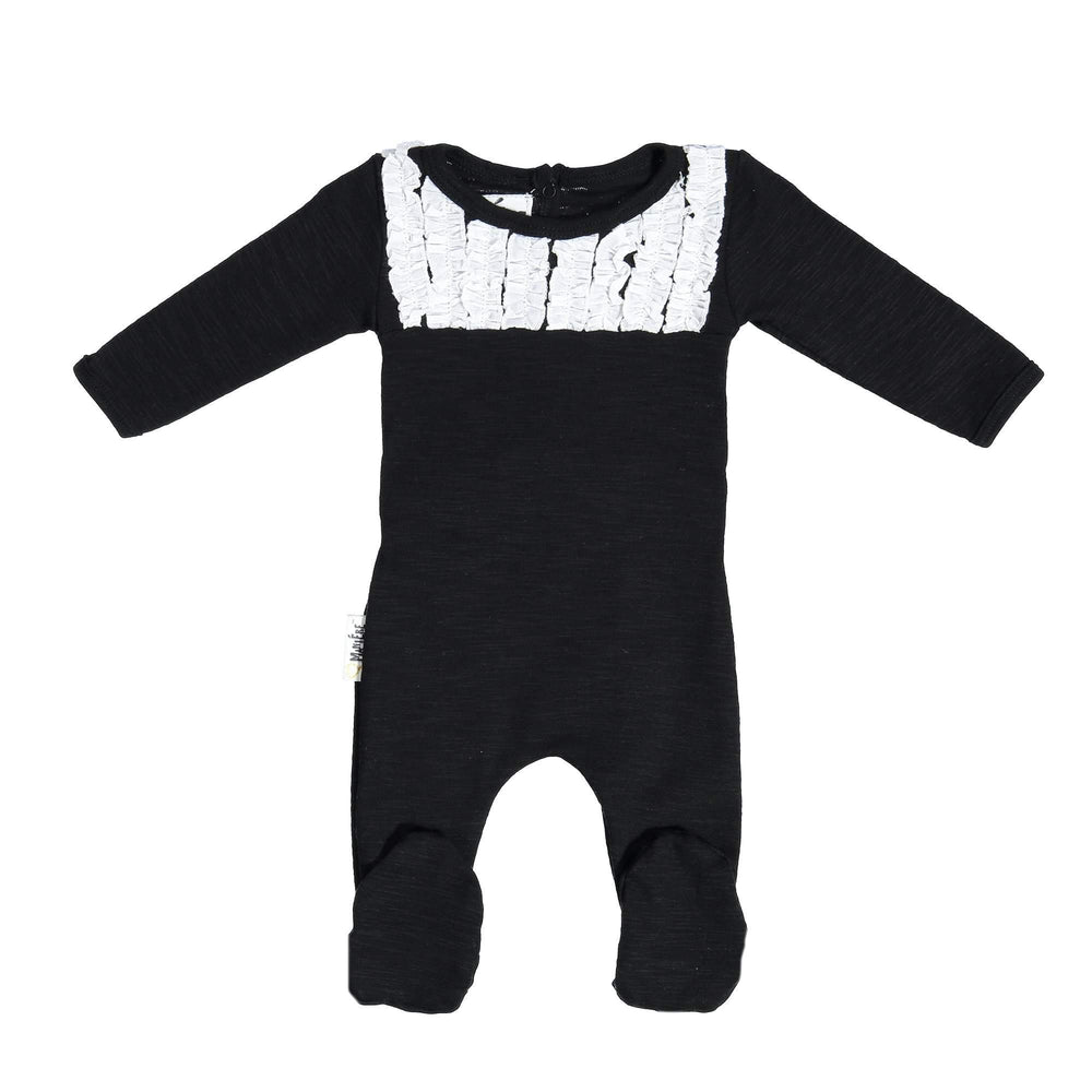 
            
                Load image into Gallery viewer, Tux Ruffle Footie Maniere Accessories Black 3 Month 
            
        