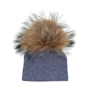 Velour Henley Beanie W/ Pom