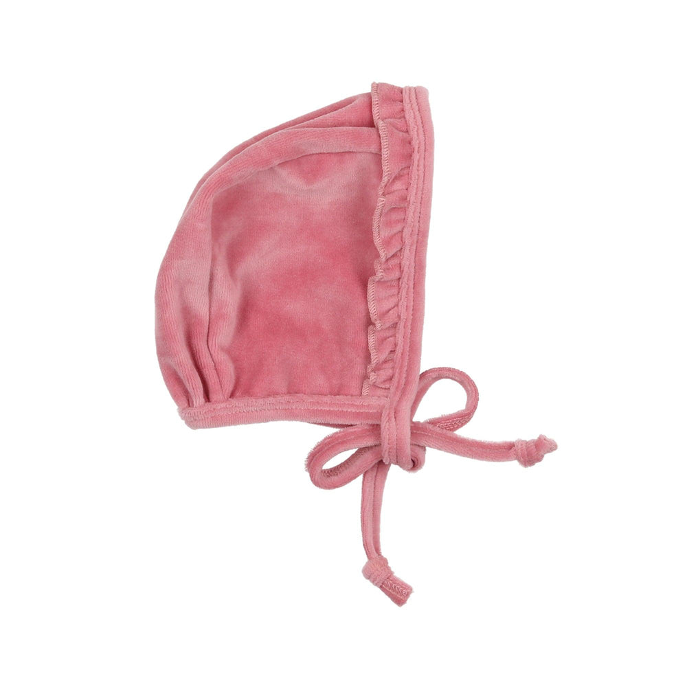 
            
                Load image into Gallery viewer, Velour Chest Ruffle Bonnet - Maniere
            
        