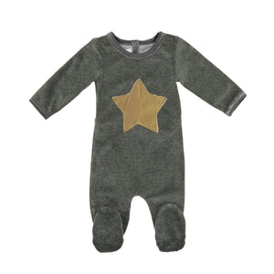 Whimiscal Velour Footie maniere Accessories Grey 3 Months 