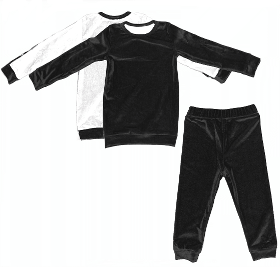 Velour Color Block Set Maniere Accessories Black/White 2T 