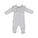 Herringbone Ruffle Footie Baby Footies maniere Accessories Grey 3 Months 