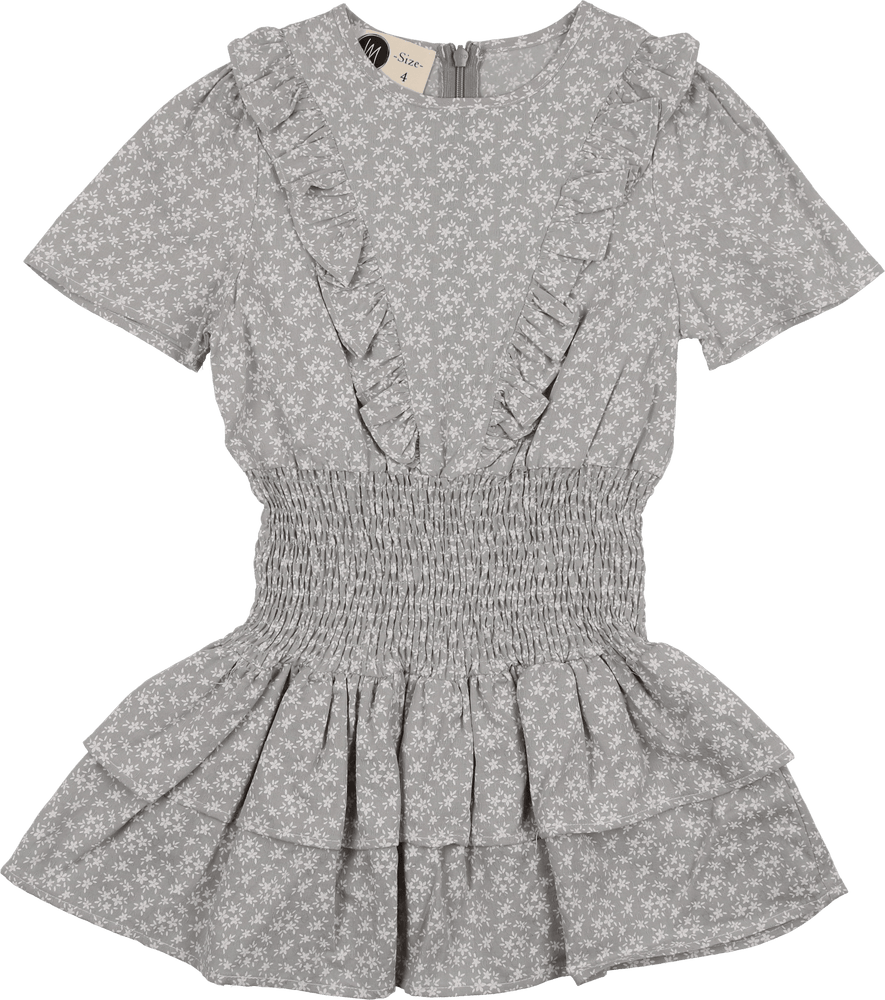 Textured Floral Short Sleeve Dress - Maniere