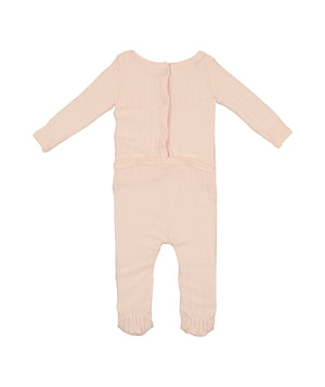 Ribbed Fine Cotton Footie Light Pink