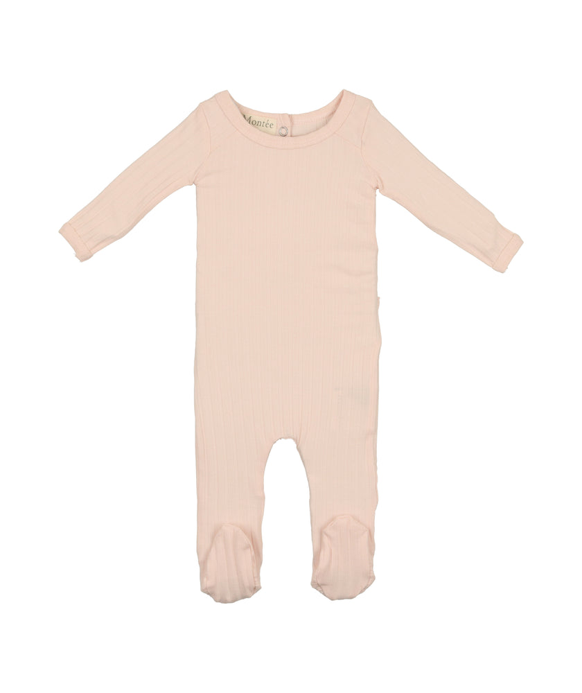 Ribbed Fine Cotton Footie Light Pink